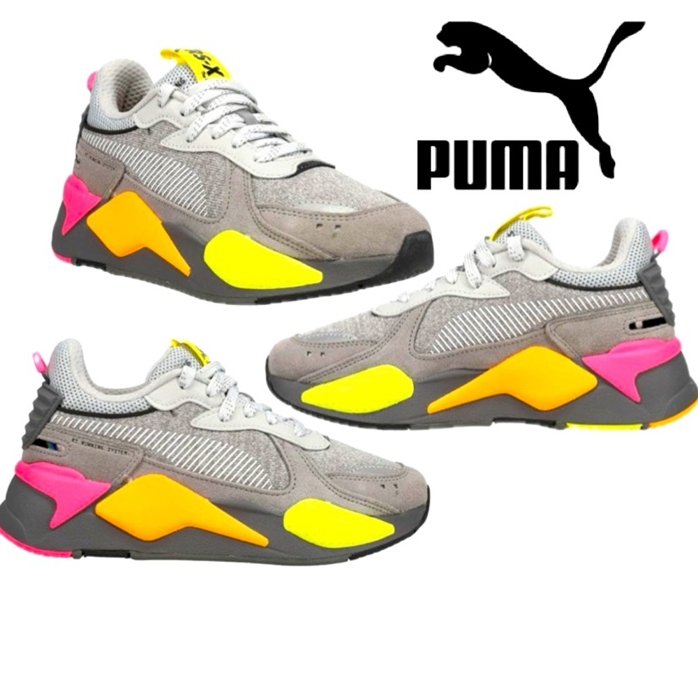 PUMA RS-X Highlighter Jr ‘High Rise Ultra Grey-Flou Pink’ Size 4.5 - Picture 1 of 12